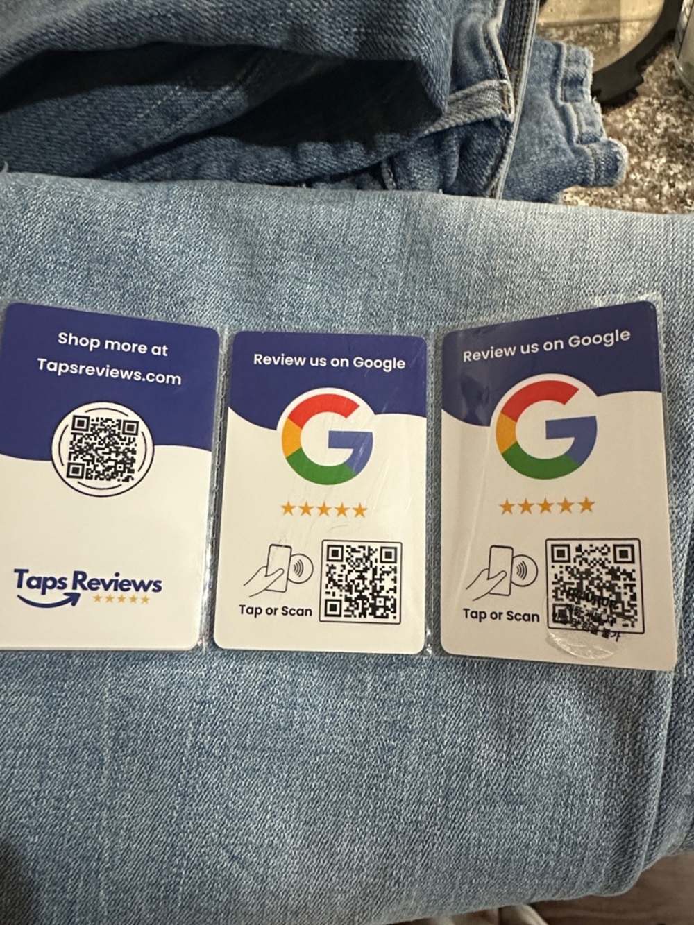 Google Review Tap or Scan Cards - White & Blue